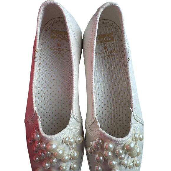 Keds X Kate Spade New York Triple Decker Pearl Embellished Slip-On Sneaker Sz 9 - Picture 3 of 11